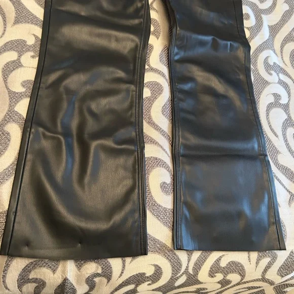 Zara Black Faux Leather Pants 4 - Picture 3 of 5